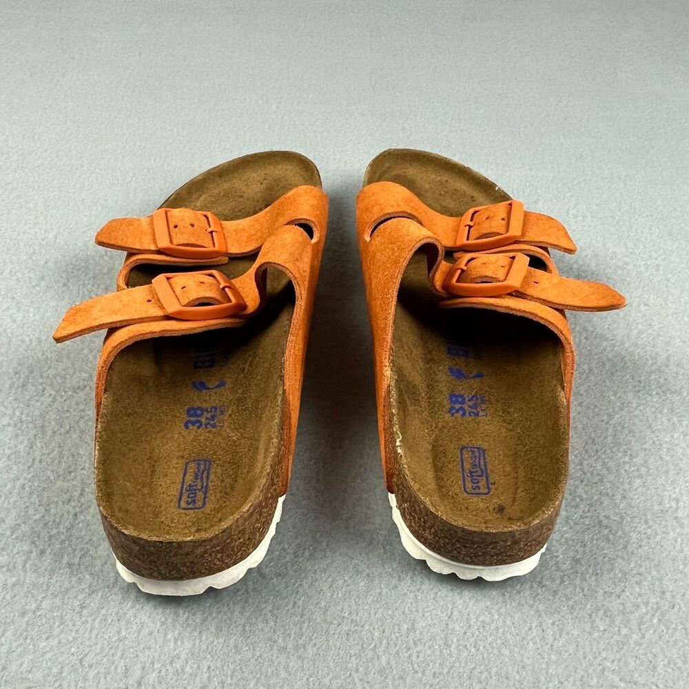 Birkenstock Orange Suede Two-Strap Arizona Sandals - Picture 4 of 7